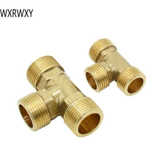 1/2" 3/4" Male Thread Tee Connector BSP T type water splitter 3 Way Brass Pipe Fitting Coupler Connector For Water 8pcs
