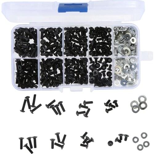 180PCS Screws Box Repair Accessories for HSP SCX10 HPI 1/10 RC Car,M3 Flat/Round Head Screws & M3/M4 Flat Washer