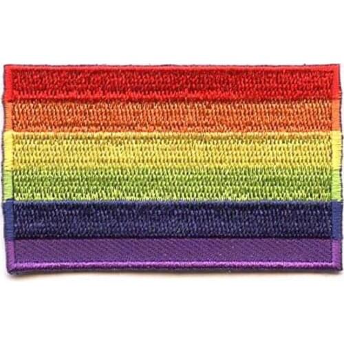 2.5" Rainbow Embroidery Patch merrow & flat broder iron on backing free shipping by Post