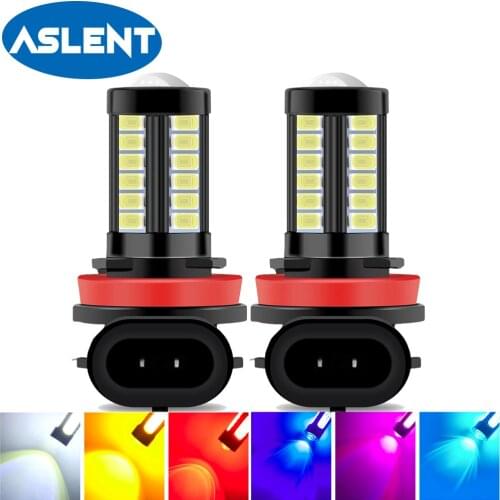 ASLENT 2pcs H11 H8 LED Car Fog Light Bulbs H9 H16 JP/EU 9005 9006 1500Lm 6000K White Orange Yellow 8000K Blue Auto Fog lamp 12V