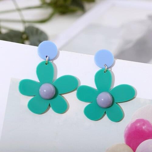 2019 Fashion Cute Big Flower Drop Earrings For Women Korean Style Trendy Resin Acrylic Dangle Earring Ladies Party Jewelry Gifts