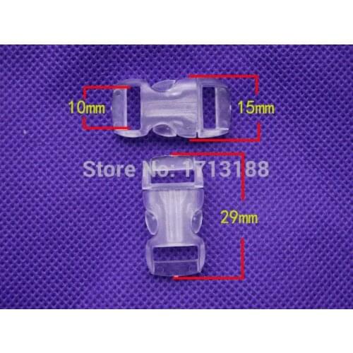 50pcs/lot 3/8"(10mm) Plastic Buckles Contoured Curved For Paracord Bracelet Webbing Clear White