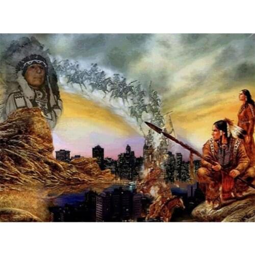 5D Diy Handmade Art"Woman Horses" Diamond Painting Cross Stitch Mosaic Diamond Embroidery Tribal Indian Woman Retro Home Decor