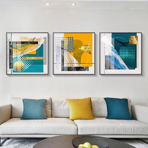 Abstract Golden Foil Canvas Painting Contemporary Art Poster Print Square Wall Art Fashion Picture for Living Room Bedroom Decor