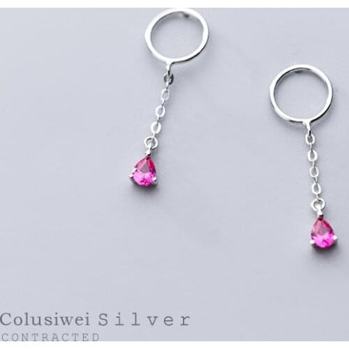 Colusiwei 925 Sterling Silver Round Geometric Drop Earring for Women Water Drop Long Chain Dangle Earrings Korea Style Jewelry