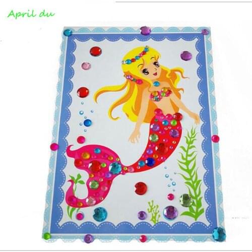April Du Childrens handmade materials diy handmade stickers diamond stickers crystal stickers colorful diamond paintings girls