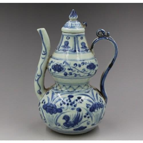 #9 Antique YuanDynasty porcelain pot,hand-painted blue and white gourd pot,home Decoration,collection & adornment,Free shipping