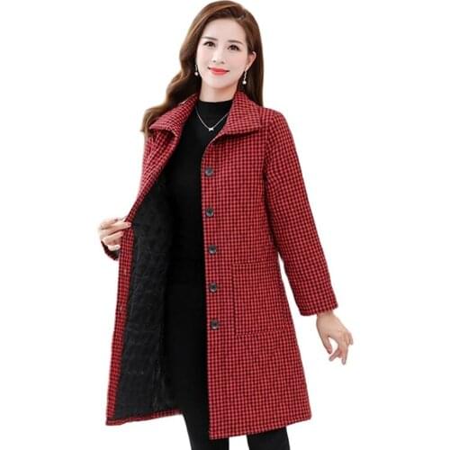 Middle-Aged Elderly Womens Cotton Coat New Autumn Winter Cotton Quilted Keep Warm Coat Retro Loose Winter Outerwear Jacket 5XL