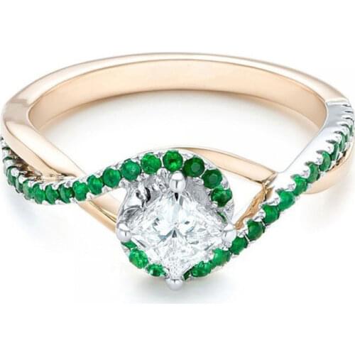 Delicate and elegant green zircon female ring romantic engagement jewelry anniversary gift