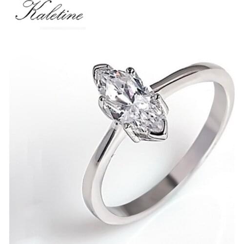 Kaletine 925 Sterling Silver Rings For Women Marquise Cut Cubic Zircon Engagement Wedding Ring Party Fashion Jewelry