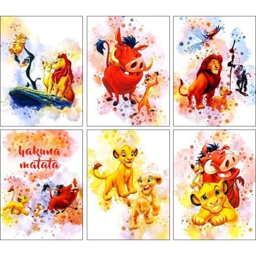 Full Square Round Drill Diamond Painting Lion King 5D DIY Poster Childrens Room Wall Art Mosaic Cross Stitch Kit Diamond Embroi