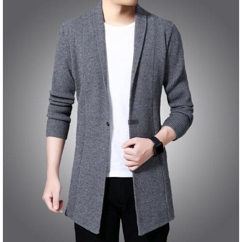 Cardigan Sweater Men Autumn X-long Knit Sweater Jackets Fahison Single Button Knitted Sweatercoat Mens Causal Cardigan Sweater