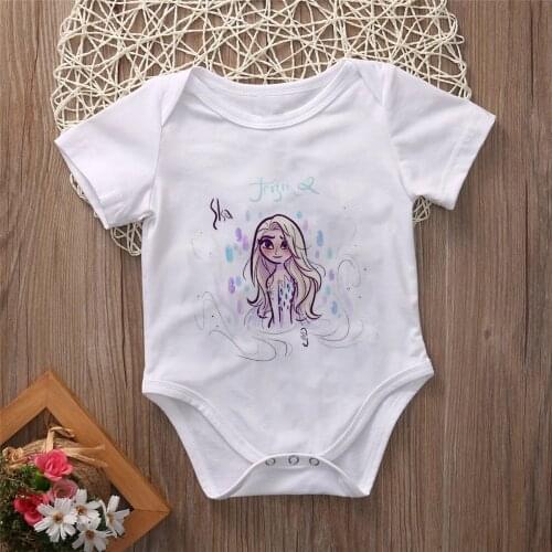 Newborn Baby Boys Girls Sleepers Pajamas Elsa Princess Disney Babies Jumpsuits 1 PC Infant Short Sleeve 0-24M Months Clothes