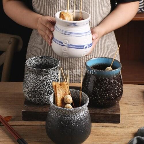 Restaurant Creative Dishes Tableware Bowl Bowl Cold Skewers Ceramic Barrel Cup Japanese Style Ethnic Characteristic Bowl