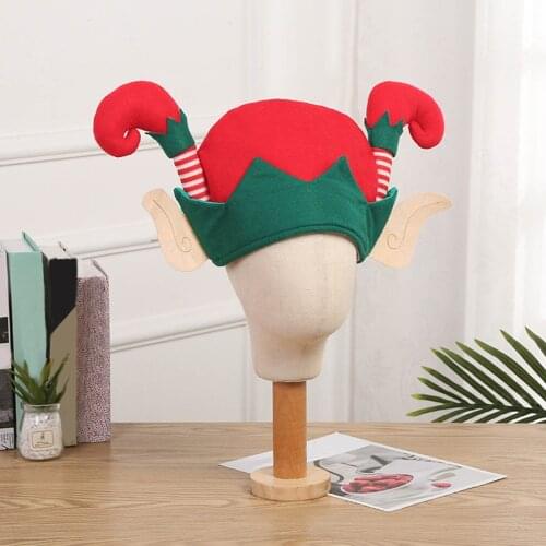 Hot Christmas Hat Plush Elves Headband Ears Striped Hair Accessories Christmas Decoration Gift for Kid Adult Party Supplies 2020