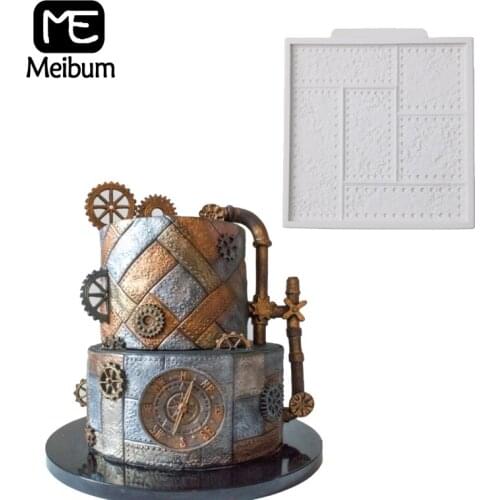 Meibum Riveted Metal Sheet Fondant Molds Silicone Cake Moulds GumPaste SugarCraft Dessert Baking Tools Pastry Decorating