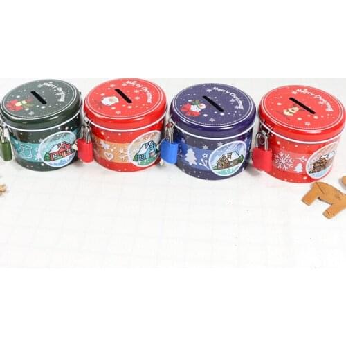 1pcs Cute Piggy Bank Coin Safe Storage Box Round Money Box With Metal Lock Iron Children Money Holder Birthday Gift