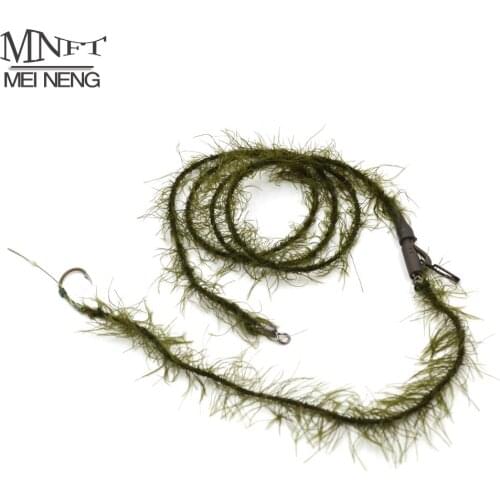 MNFT 1Pcs Carp Fishing Weed Lead Core 35lb Weed Link Hook with Barbed Hook and Rolling Swivel Carp Hair Rig Coated Hook Link