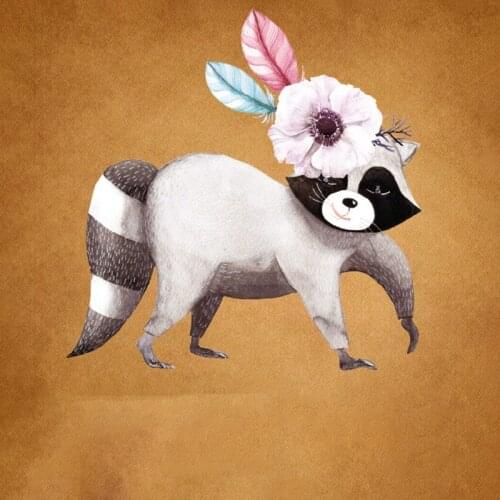 Fashion DIY Raccoon Heat Transfer Vinyl Patches for Clothes Accessory T-shirt Iron-on Patch Badges Appliques A-level Washable