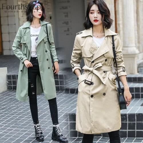 Fashion Women Trench Coat Casual Double Breasted Vintage Long Coats Female 2019 Autumn Winter Loose Oversize Women Clothing