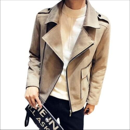 Mens Jacket Spring And Autumn Nightclub Hair Stylist Personality Locomotive Zipper Jackets Korean Singer Slim Suede Jacket