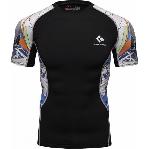 COLD LUNDIN Men Short Sleeve Rash Guard T-Shirt Rashguard Quick Dry Shirt Top Anti- UV Sport Tight Clothes