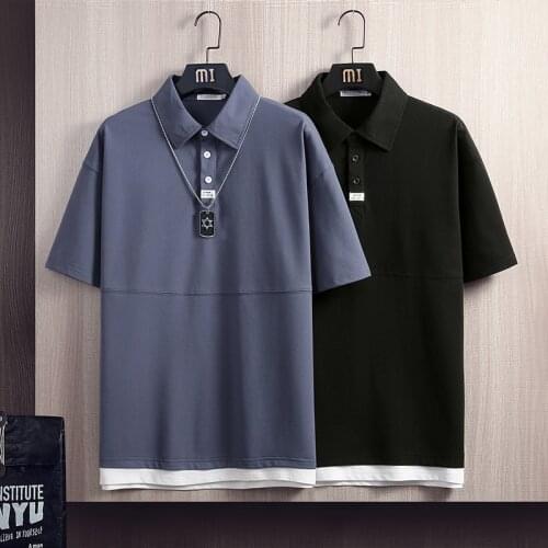 Summer New Men Casual Polos Solid Color Button Short Sleeves Tee Shirts 2021 Mens Loose Polo Shirt Harajuku Breathable Turndown