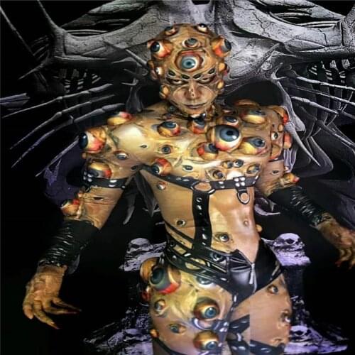 R76 Halloween Skull men bodysuit gogo wears party dress clothe catwalk bar ballroom dance costumes club jumpsuit ds outfit cloth