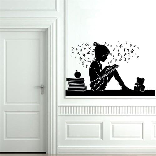 Wall Decal Books Girl Bedroom Wall Sticker School Education Reading Room Library Stickers Bookstore Bedroom Decor Vinyl ov32