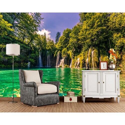 Papel de parede Plitvice Lakes National Park forest waterfall 3d wallpaper mural,living room tv bedroom wall papers home decor