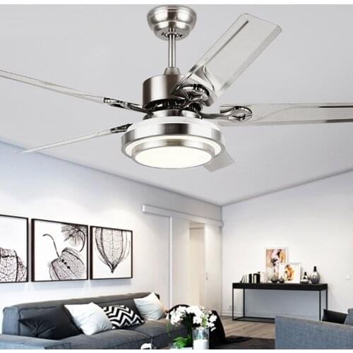 Nordic Modern Style Stainless Steel Ceiling Fan Lamp Creative Living Room Bedroom Dining Room Household Lamp Fan Integrated Lamp
