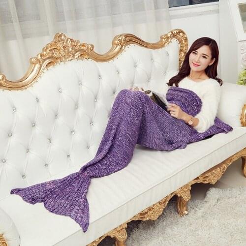 Adult Mermaid Tail Blanket All Seasons Crochet Mermaid Throw Blanket Fashion Soft Air Conditioning Sleeping Knitted Blankets