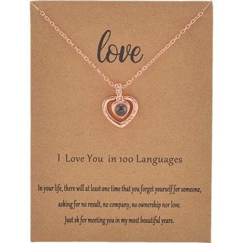 6pcs With Card Our Loves 100 Language I love You Necklace For Women Wedding Letter Necklace Jewelry Drop Shipping