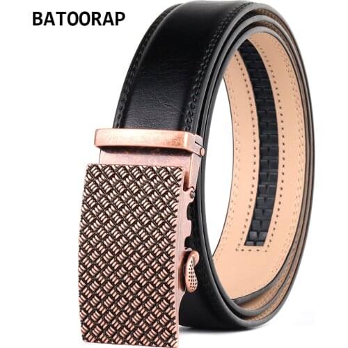 BATOORAP Leather Belt For Men Designer Luxury Brand Vintage Belt Buckle Automatic Weave Black Fashion Jeans Dress Strap BA-R013