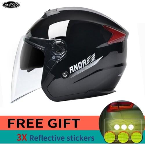 AD Motorcycle Open Face Helmet Double Sun Visor Half Moto Helmet Motociclo Cascos Para Moto Racing Vintage Helmets