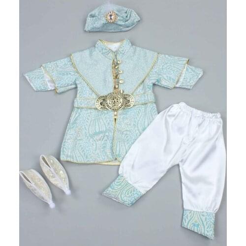 Blue Baby Boy Prince Set Newborn 6 Pieces Suit Clothes Ottoman Vintage Old Gentleman Male Babies Boy Previous History Of Models