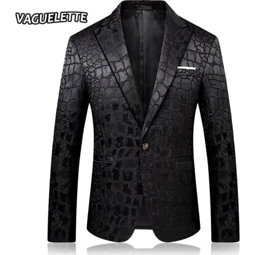 Stylish Crocodile Pattern Blazer Men Black Slim Fit Costume DJ Homme Embroidered Party Dress Mens Fashion Blazer JacKets M-4XL