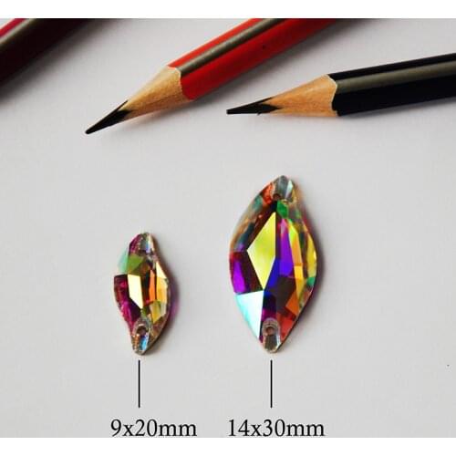 Crystal Strass Rhinestones Sew On 6A Best AB Strass Leaf Crystals For Sewing Two Holes Rhinestone For Garment Clothes