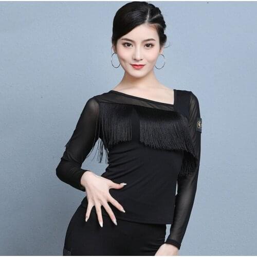 Fringe Latin Dance Tops For Ladies Samba Costume Designer Clothes Ballroom Practice Wear Salsa Dance Wear Dance Outfits DL7089