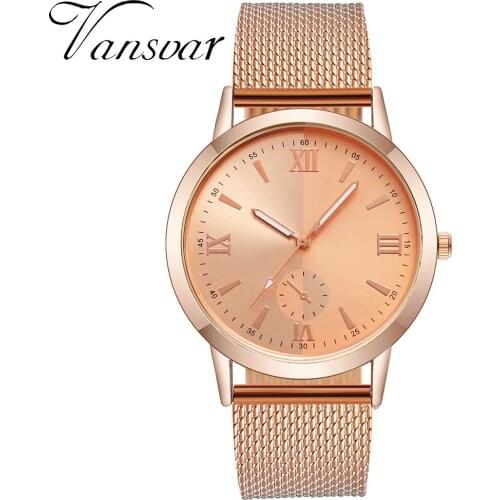 Vansvar Fashion Alloy Belt Mesh Watch Unisex womens watches Minimalist Style Quartz Watch relogio feminino Watch for women 533
