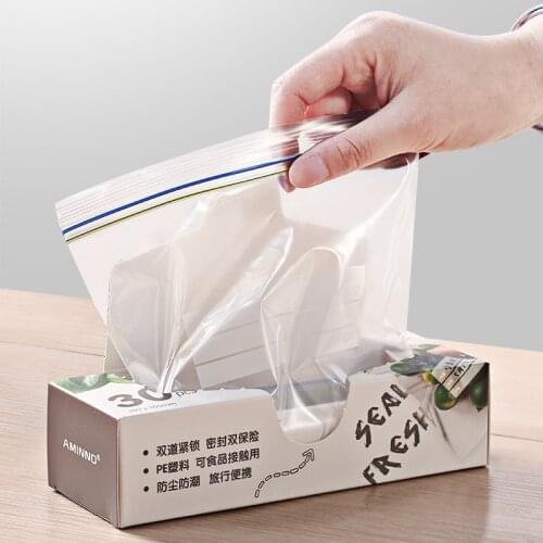 Moisture-proof Freshness Protection Package Double Self Sealing PE Clear Ziplock Food Grocery Plastic Packaging Bag Kitchen Bag