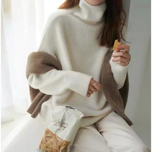 High Quality 2021 Basic Turtleneck Women Sweaters Autumn Winter Tops Loose Women Pullover Knitted Sweater Jumper Soft Warm Pull