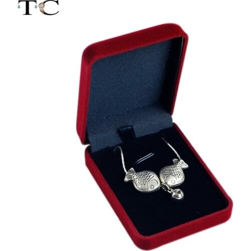 High Quality Velvet Box Dark Red Color Square Jewelry Box For Pendant & Necklace Jewelry Gift Boxes Packaging 12pcs/lot