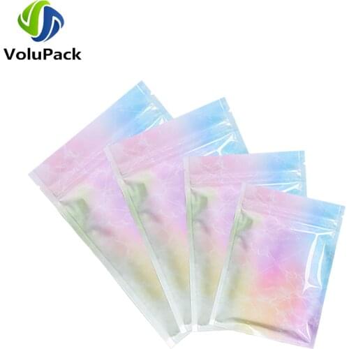 High Quality Smell Proof Ziplock Bags Colorful Tear Notch Pouches Eco Metallic Mylar Storage Bags Dreaming Unicorn Package Bags