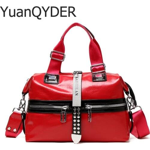 Women Leather Handbag New 2020 Fashion Silver/Black Women Messenger Bags Female Rivet Shoulder Handbag Casual Big Bag Sac A Main