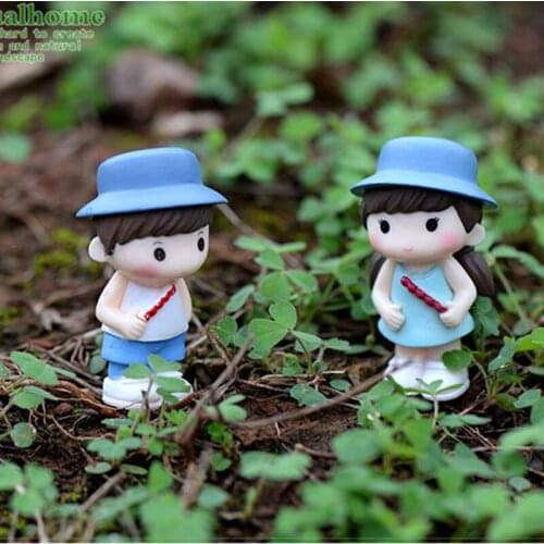 ZOCDOU 2 Pieces Child Brother Sister Children Boy Girl Childhood Model Small Statue Figurine Crafts Figure Ornament Miniature