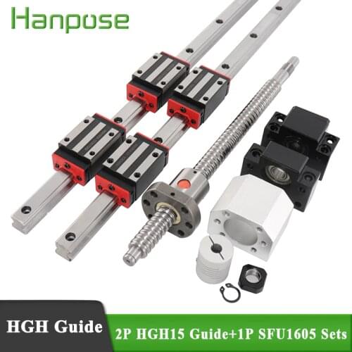 1 Clutch in Emergency +2 Series Track HGH15+1Ball SFU1605 Any Length+Ball Screw Support BK/BF12