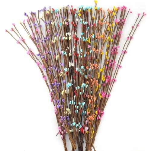 10pcs 40cm Artificial Branches Barbed Wire Wedding Decoration DIY Stamens Wreath Flower Garland Fake Flowers Handicraft Accessor