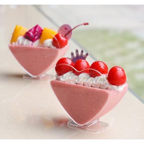 20PCS Tiramisu cup Mousse Dessert Heart-shaped Cups Plastic Pudding cup Disposable Party Milk Convenient Birthday Wedding