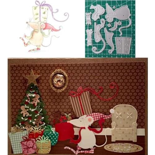2021 christmas mouse gift cutting dies for brithday wishs Metal Fustelle Metalliche Per Scrapbooking Die Cuts For Paper Crafting